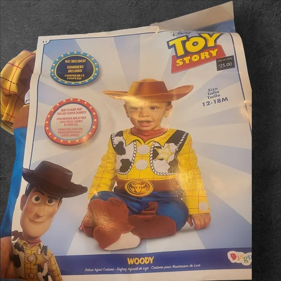 Disney Toy Story Woody Cowboy Western Costume Dress Up 12-18,mth New - Picture 5 of 8